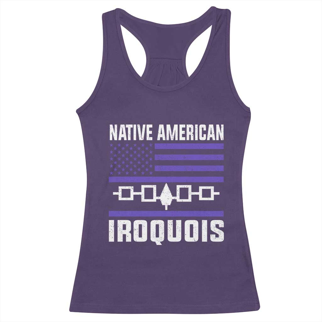 Native American Iroquois Racerback Tank Top Haudenosaunee Nation Vintage USA Flag - Wonder Print Shop