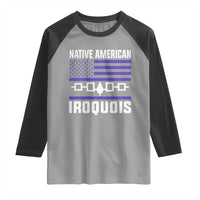 Native American Iroquois Raglan Shirt Haudenosaunee Nation Vintage USA Flag - Wonder Print Shop