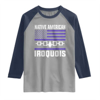Native American Iroquois Raglan Shirt Haudenosaunee Nation Vintage USA Flag - Wonder Print Shop
