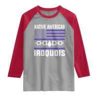 Native American Iroquois Raglan Shirt Haudenosaunee Nation Vintage USA Flag - Wonder Print Shop
