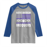 Native American Iroquois Raglan Shirt Haudenosaunee Nation Vintage USA Flag - Wonder Print Shop