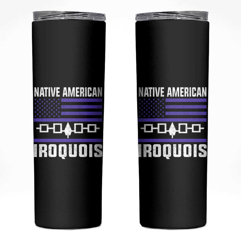 Native American Iroquois Skinny Tumbler Haudenosaunee Nation Vintage USA Flag - Wonder Print Shop