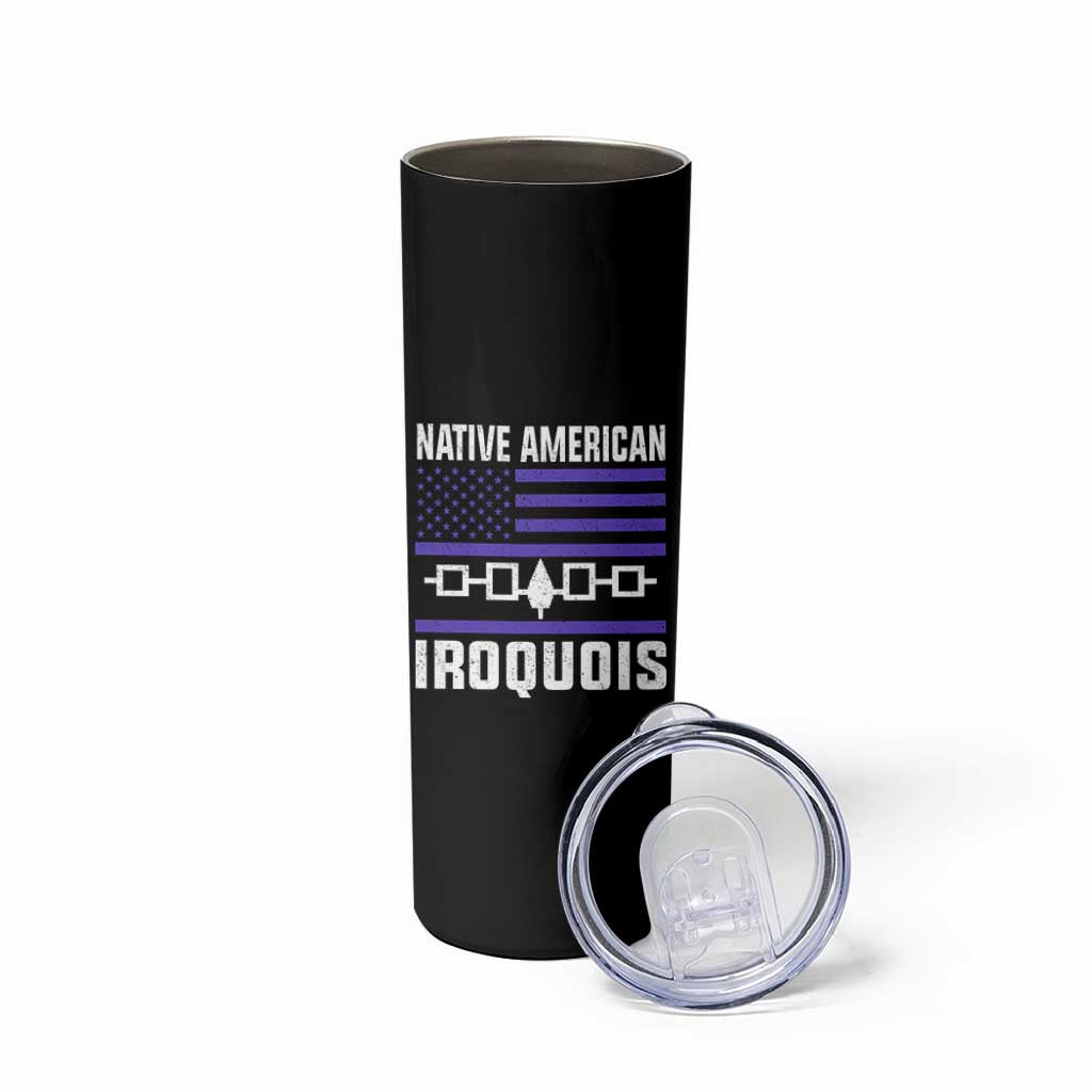 Native American Iroquois Skinny Tumbler Haudenosaunee Nation Vintage USA Flag - Wonder Print Shop