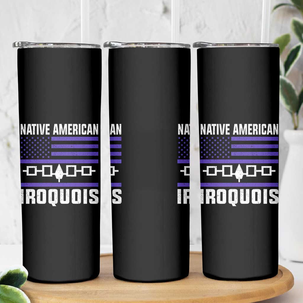 Native American Iroquois Skinny Tumbler Haudenosaunee Nation Vintage USA Flag - Wonder Print Shop