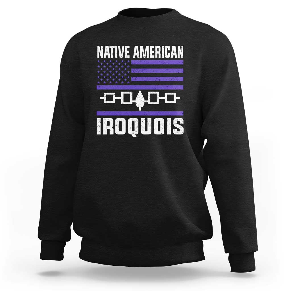 Native American Iroquois Sweatshirt Haudenosaunee Nation Vintage USA Flag - Wonder Print Shop