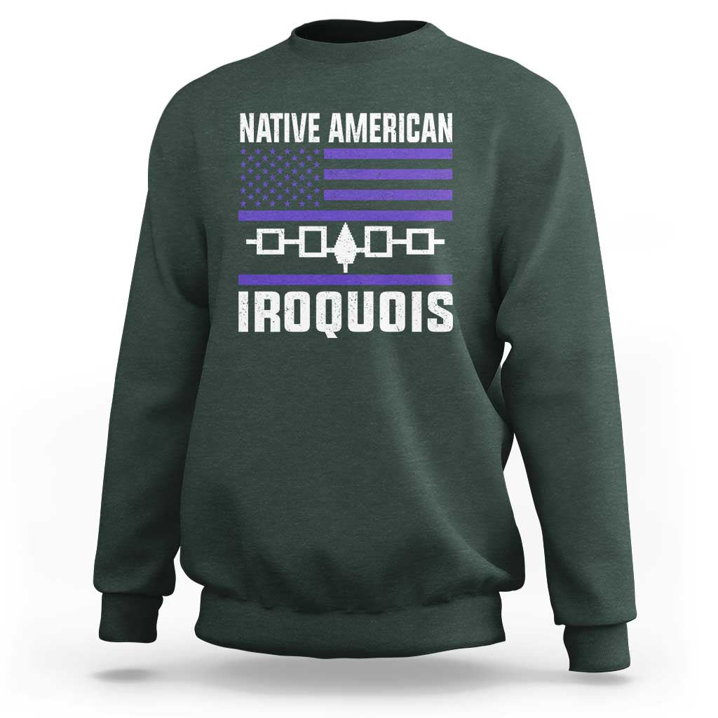 Native American Iroquois Sweatshirt Haudenosaunee Nation Vintage USA Flag - Wonder Print Shop