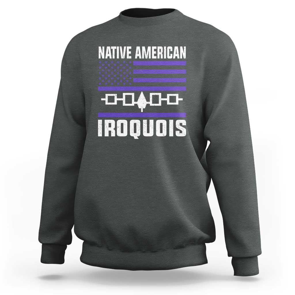 Native American Iroquois Sweatshirt Haudenosaunee Nation Vintage USA Flag - Wonder Print Shop