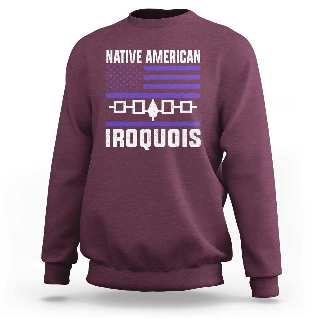 Native American Iroquois Sweatshirt Haudenosaunee Nation Vintage USA Flag - Wonder Print Shop