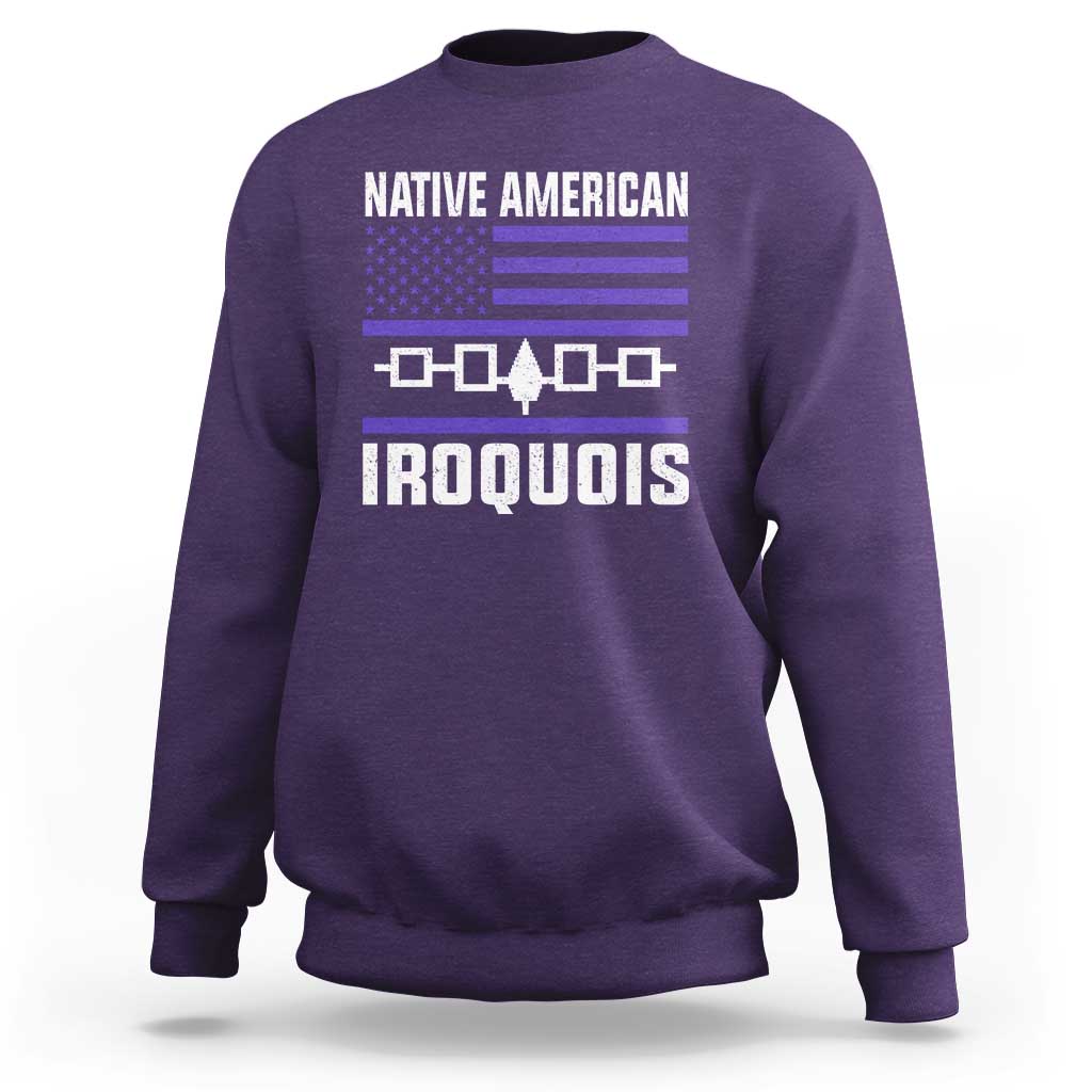 Native American Iroquois Sweatshirt Haudenosaunee Nation Vintage USA Flag - Wonder Print Shop