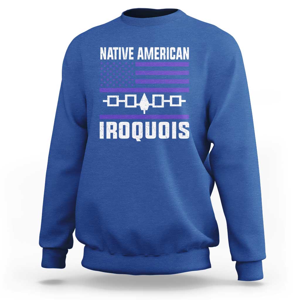 Native American Iroquois Sweatshirt Haudenosaunee Nation Vintage USA Flag - Wonder Print Shop