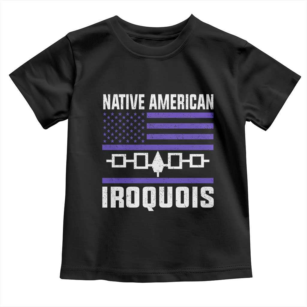 Native American Iroquois Toddler T Shirt Haudenosaunee Nation Vintage USA Flag - Wonder Print Shop