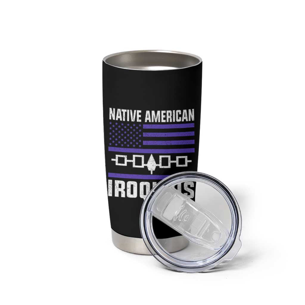 Native American Iroquois Tumbler Cup Haudenosaunee Nation Vintage USA Flag - Wonder Print Shop