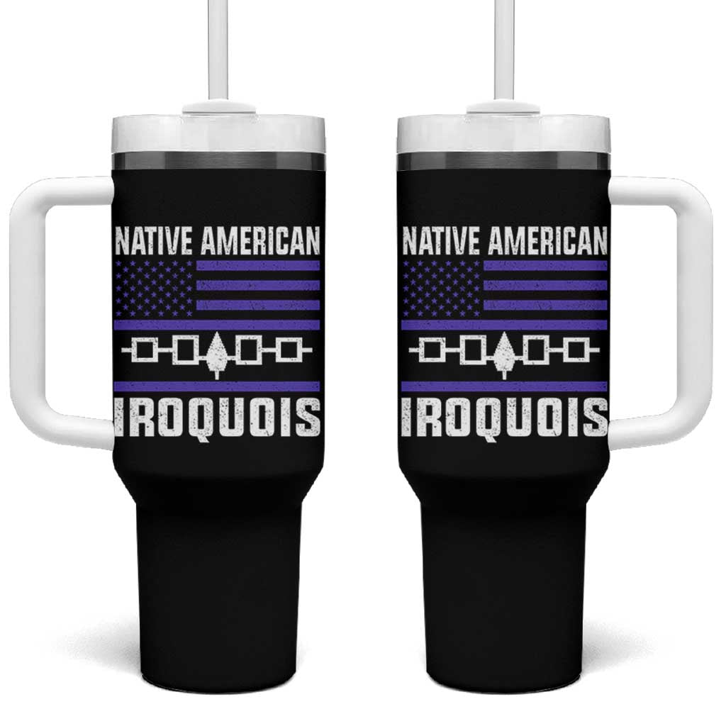 Native American Iroquois Tumbler With Handle Haudenosaunee Nation Vintage USA Flag - Wonder Print Shop