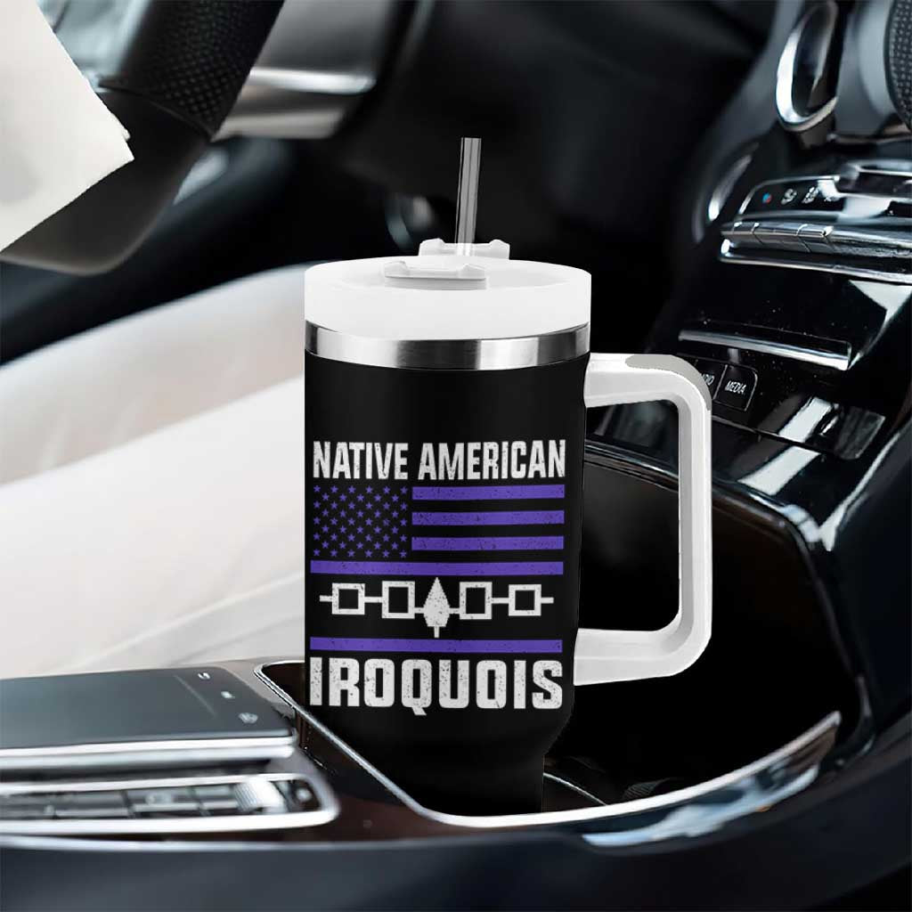 Native American Iroquois Tumbler With Handle Haudenosaunee Nation Vintage USA Flag - Wonder Print Shop