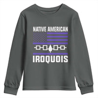Native American Iroquois Youth Sweatshirt Haudenosaunee Nation Vintage USA Flag - Wonder Print Shop