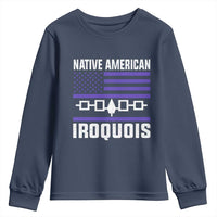 Native American Iroquois Youth Sweatshirt Haudenosaunee Nation Vintage USA Flag - Wonder Print Shop