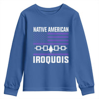 Native American Iroquois Youth Sweatshirt Haudenosaunee Nation Vintage USA Flag - Wonder Print Shop