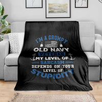 I Am A Grumpy Old Navy Veteran My Level Of Sarcasm Depends On Your Level Of Stupidity Throw Blanket - Wonder Print Shop