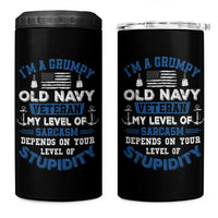 I Am A Grumpy Old Navy Veteran My Level Of Sarcasm Depends On Your Level Of Stupidity 4 in 1 Can Cooler Tumbler - Wonder Print Shop