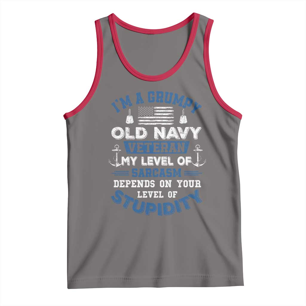 I Am A Grumpy Old Navy Veteran My Level Of Sarcasm Depends On Your Level Of Stupidity Tank Top - Wonder Print Shop