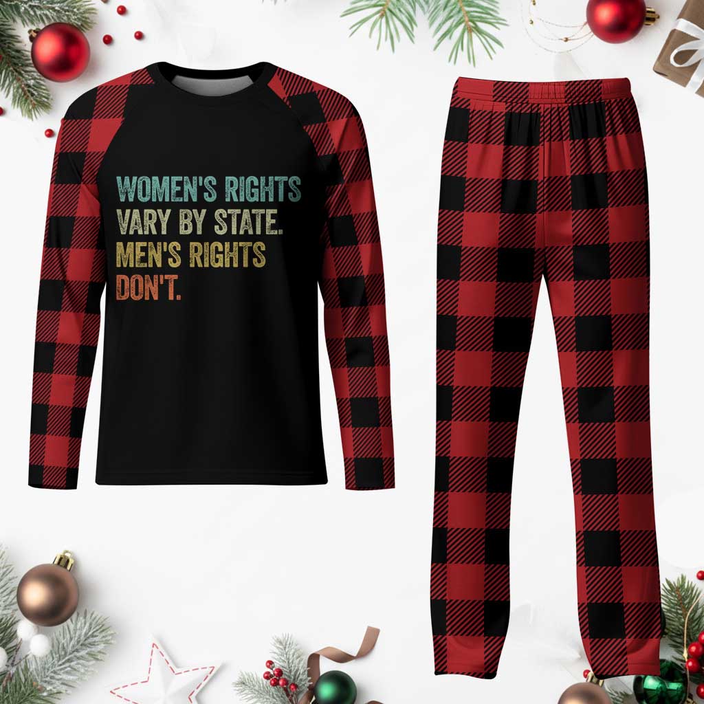 Women's Rights Vary By State Men Rights Don't Feminist Retro Plaid Pajama Set