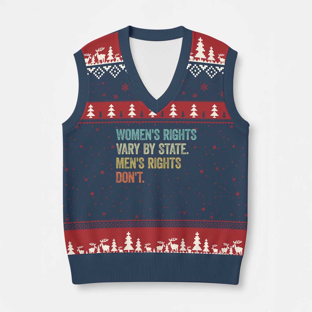 Women's Rights Vary By State Men Rights Don't Feminist Retro V-Neck Knit Sweater Vest