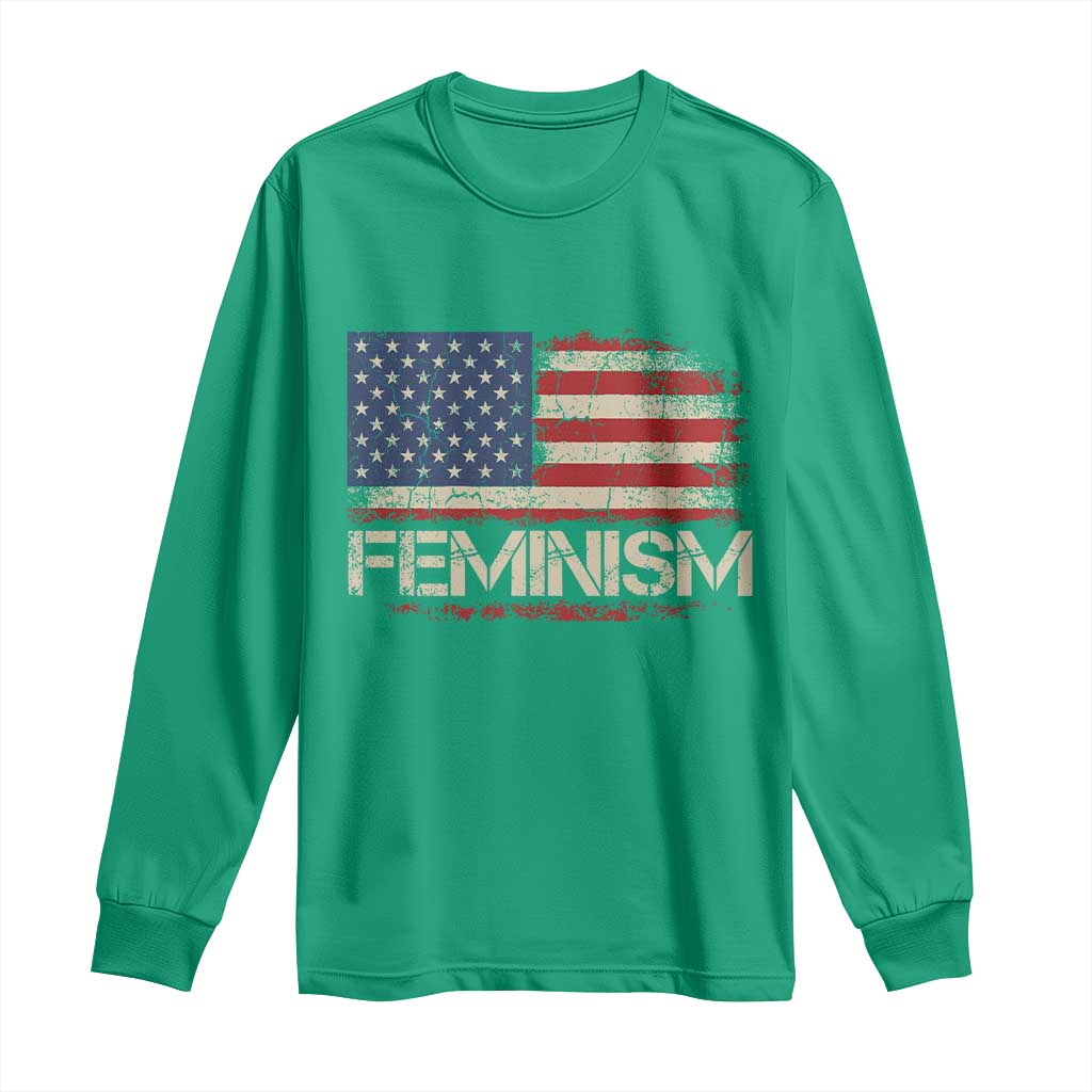 Feminism Feminist American Flag Long Sleeve Shirt Patriotic Womens Rights