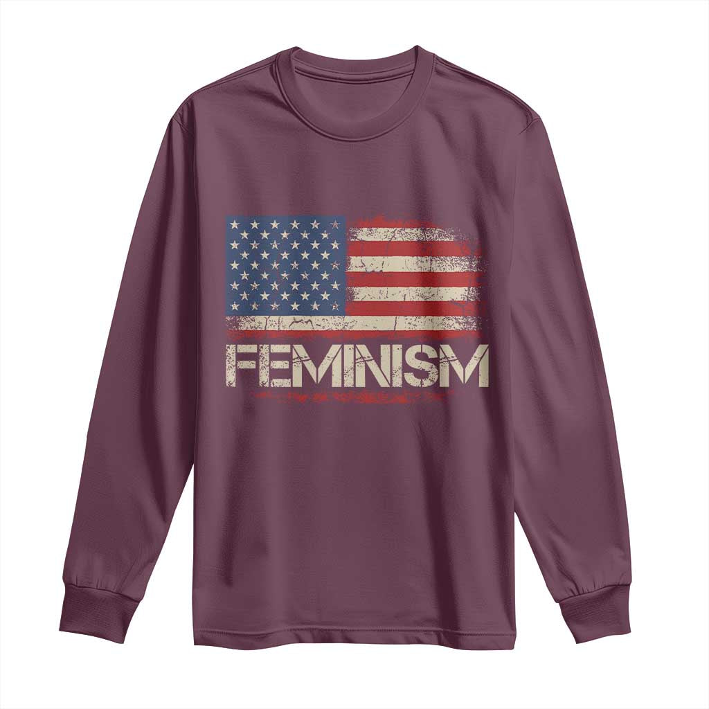 Feminism Feminist American Flag Long Sleeve Shirt Patriotic Womens Rights