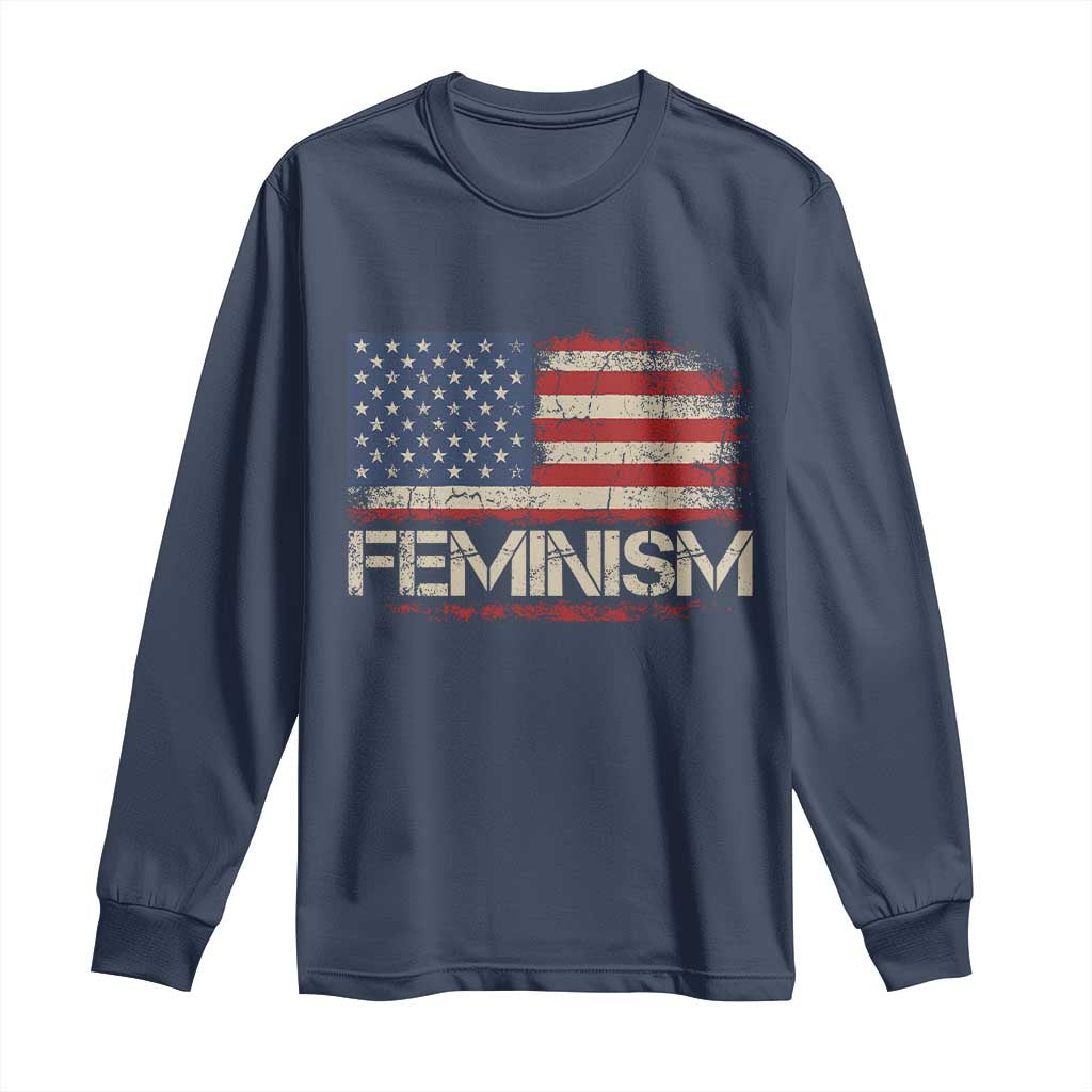 Feminism Feminist American Flag Long Sleeve Shirt Patriotic Womens Rights