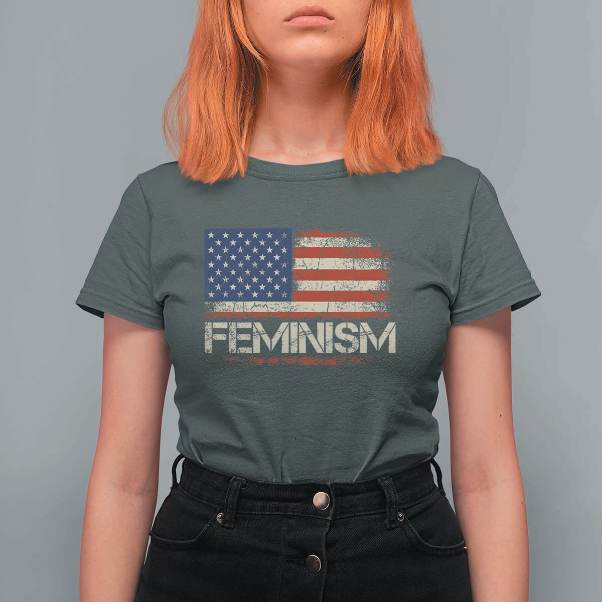 Feminism Feminist American Flag T Shirt For Women Patriotic Womens Rights