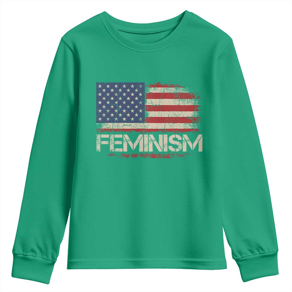 Feminism Feminist American Flag Youth Sweatshirt Patriotic Womens Rights