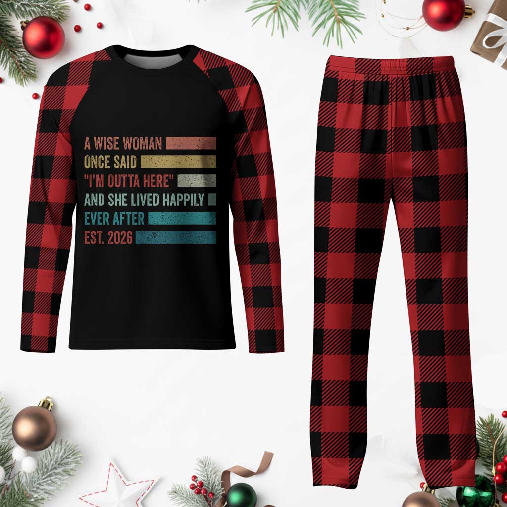 Funny Retired 2026 Plaid Pajama Set A Wise Woman Once Said I'm Outta Here Retirement Gift