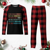 Funny Retired 2026 Plaid Pajama Set A Wise Woman Once Said I'm Outta Here Retirement Gift