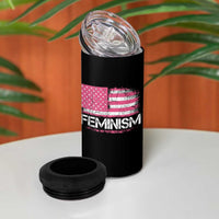 Feminism Feminist Pink American Flag 4 in 1 Can Cooler Tumbler Patriotic Womens Rights