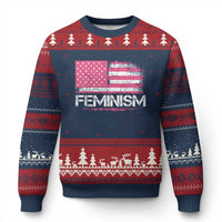 Feminism Feminist Pink American Flag Ugly Christmas Sweater Patriotic Womens Rights