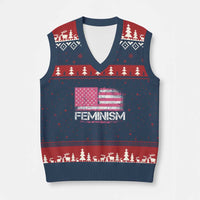 Feminism Feminist Pink American Flag V-Neck Knit Sweater Vest Patriotic Womens Rights