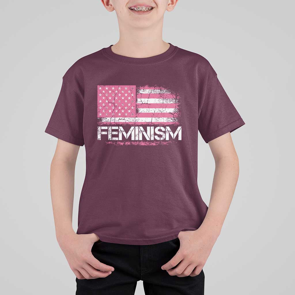 Feminism Feminist Pink American Flag T Shirt For Kid Patriotic Womens Rights