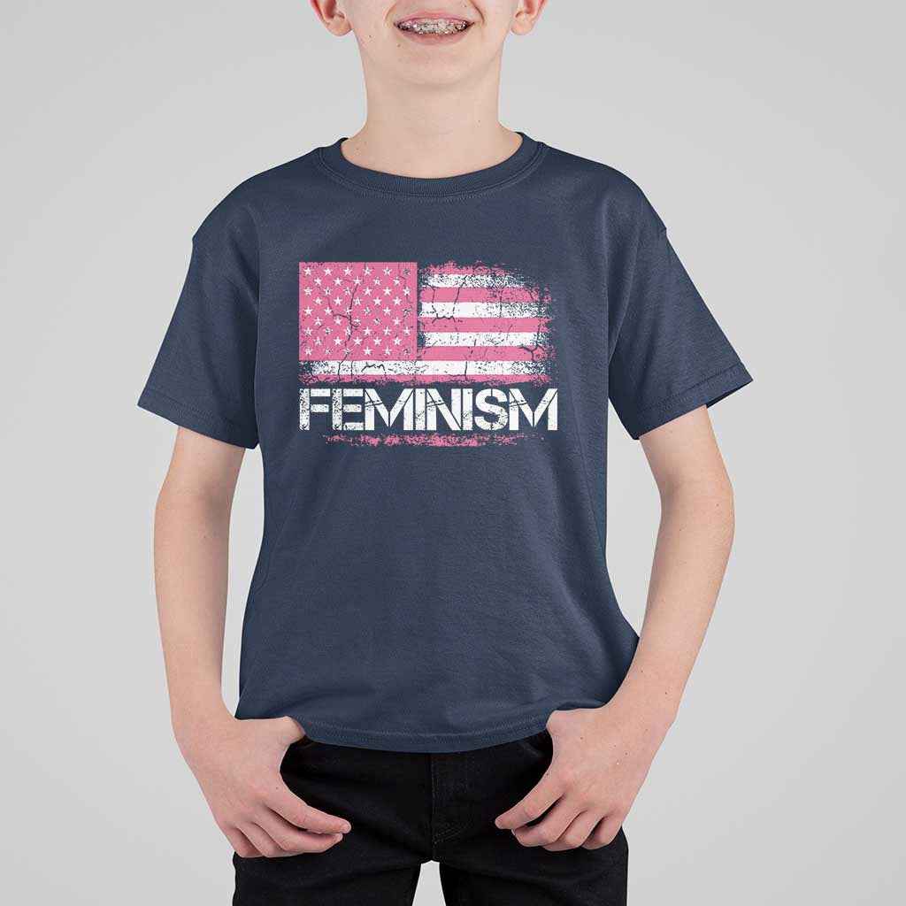 Feminism Feminist Pink American Flag T Shirt For Kid Patriotic Womens Rights