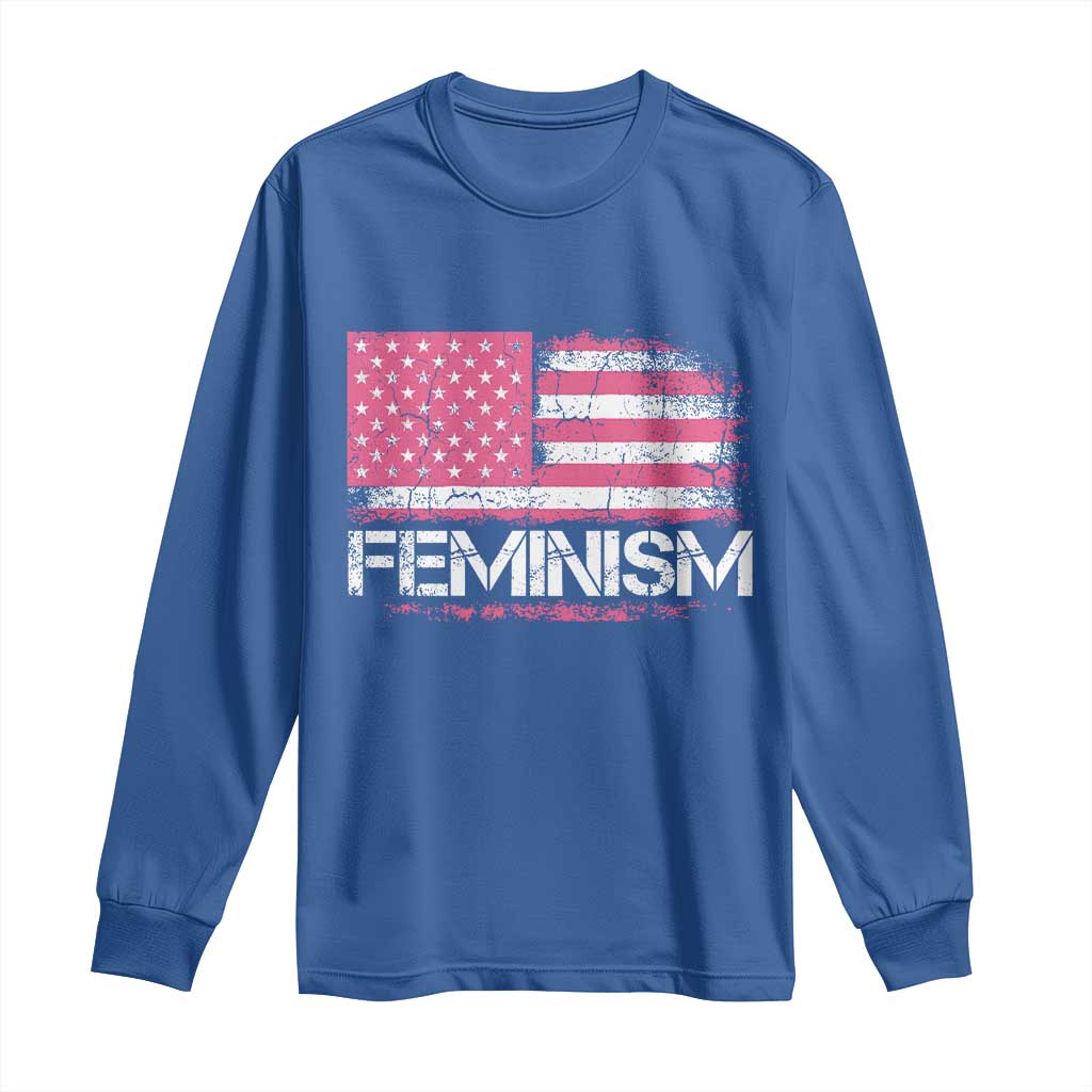 Feminism Feminist Pink American Flag Long Sleeve Shirt Patriotic Womens Rights
