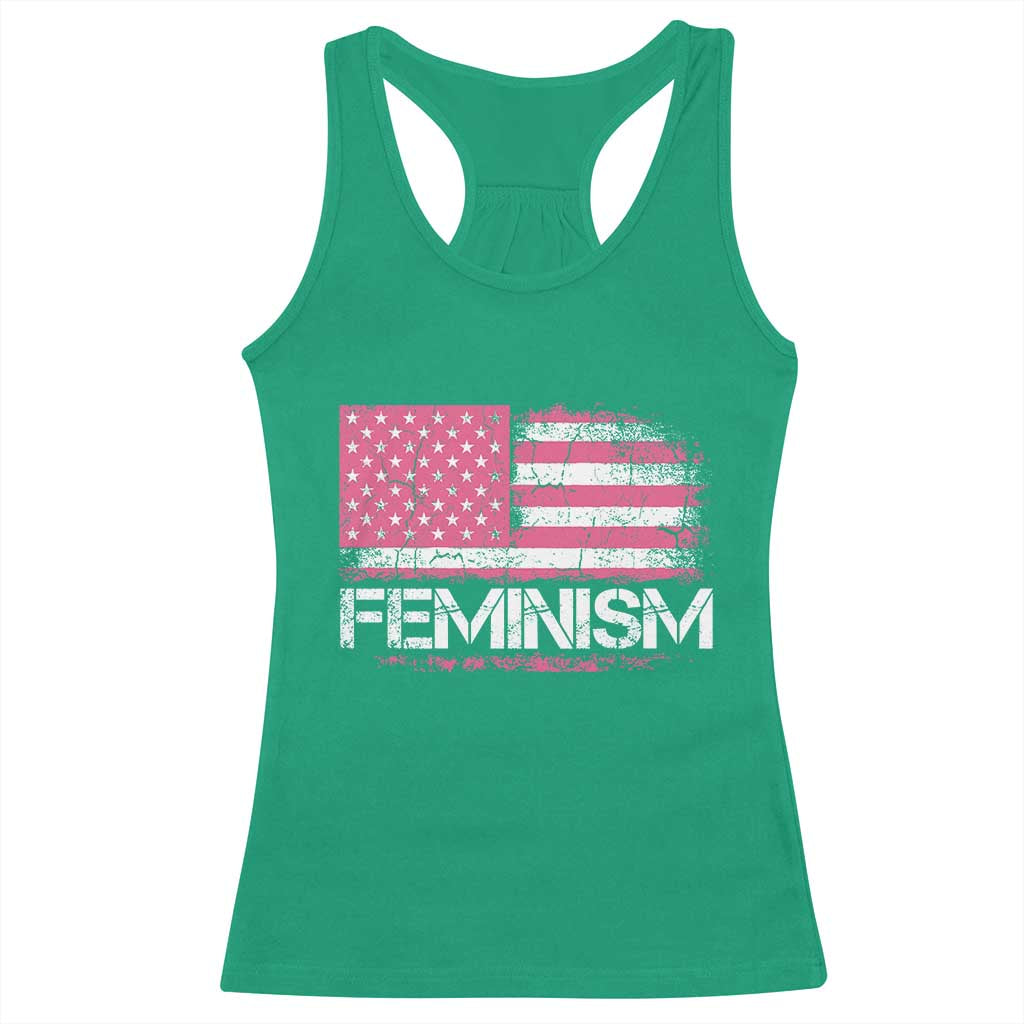 Feminism Feminist Pink American Flag Racerback Tank Top Patriotic Womens Rights