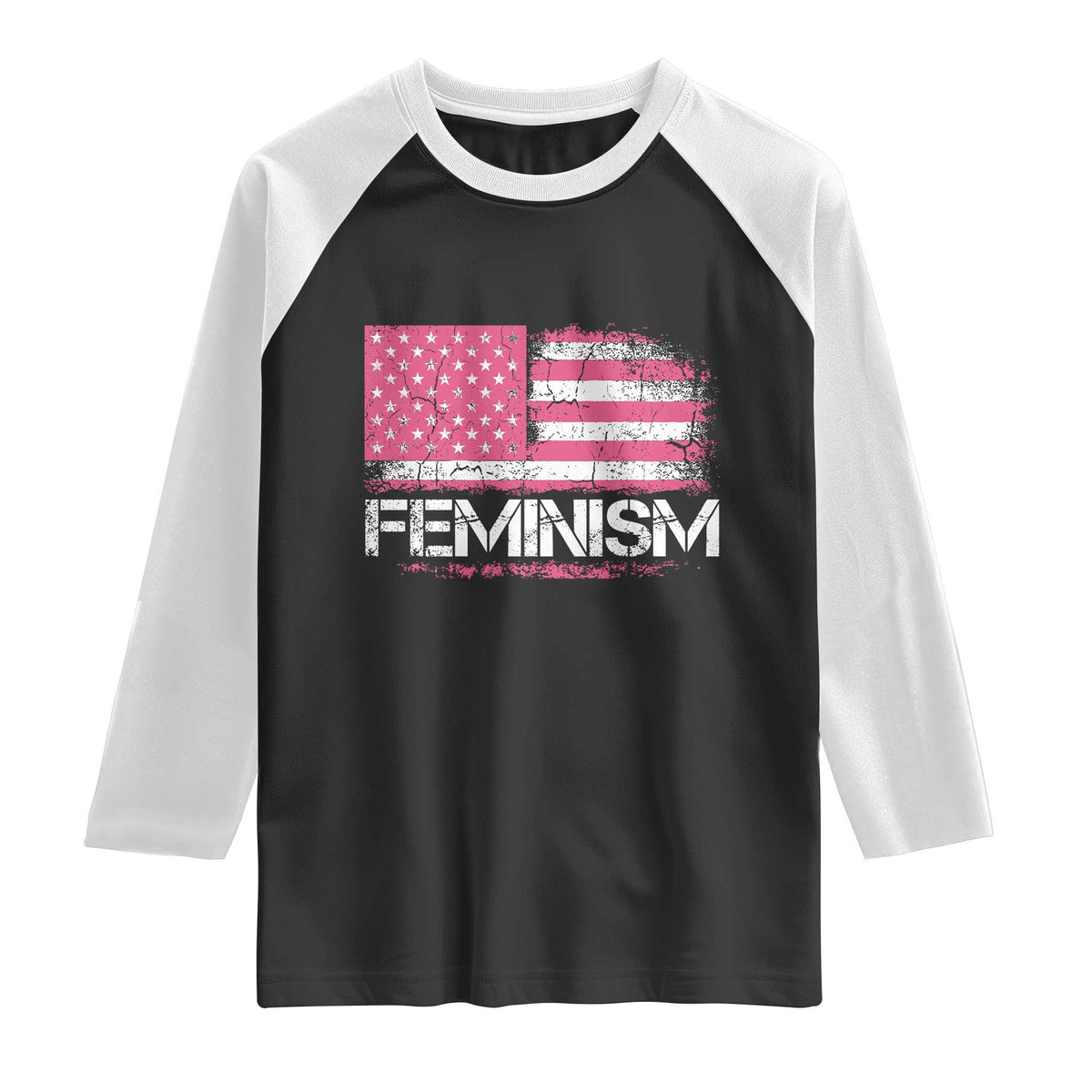 Feminism Feminist Pink American Flag Raglan Shirt Patriotic Womens Rights