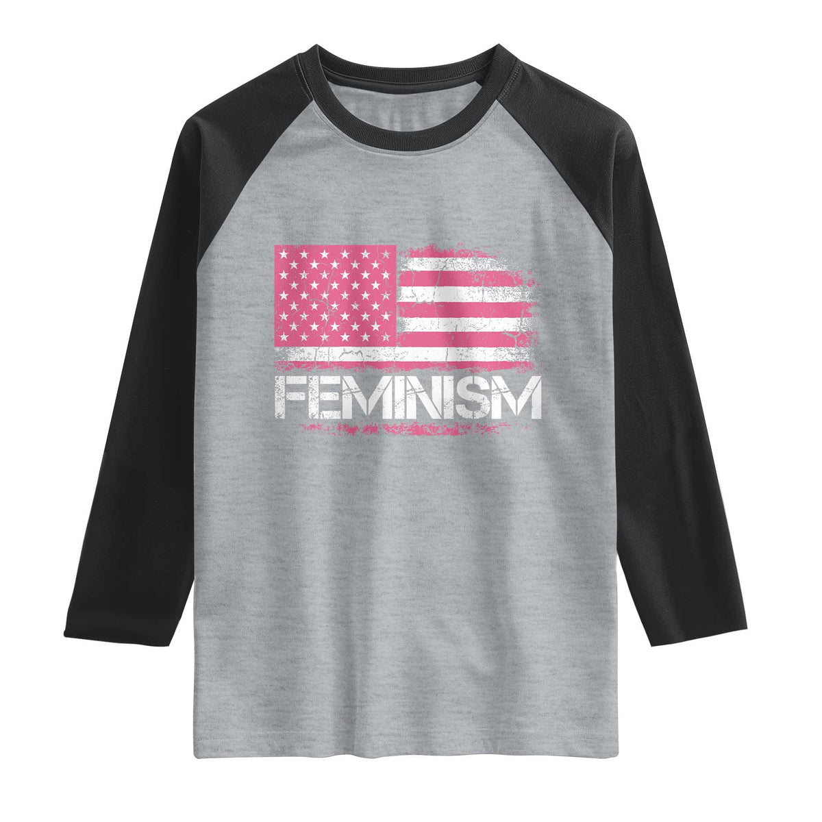 Feminism Feminist Pink American Flag Raglan Shirt Patriotic Womens Rights