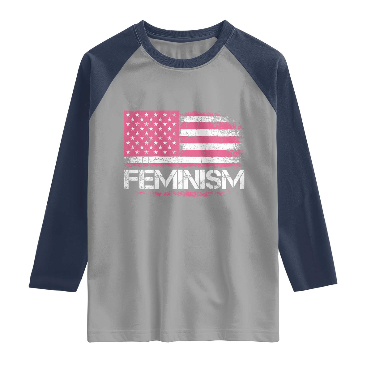 Feminism Feminist Pink American Flag Raglan Shirt Patriotic Womens Rights