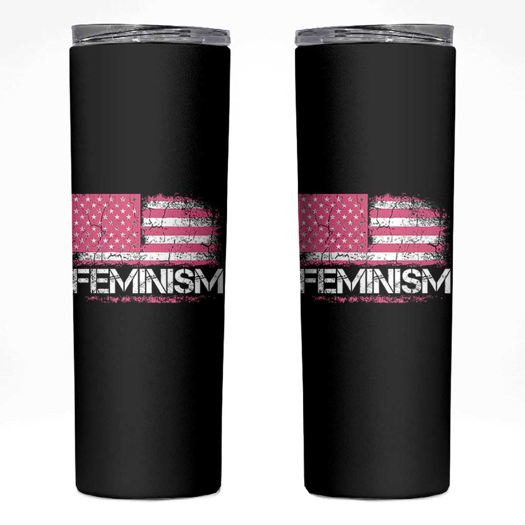 Feminism Feminist Pink American Flag Skinny Tumbler Patriotic Womens Rights