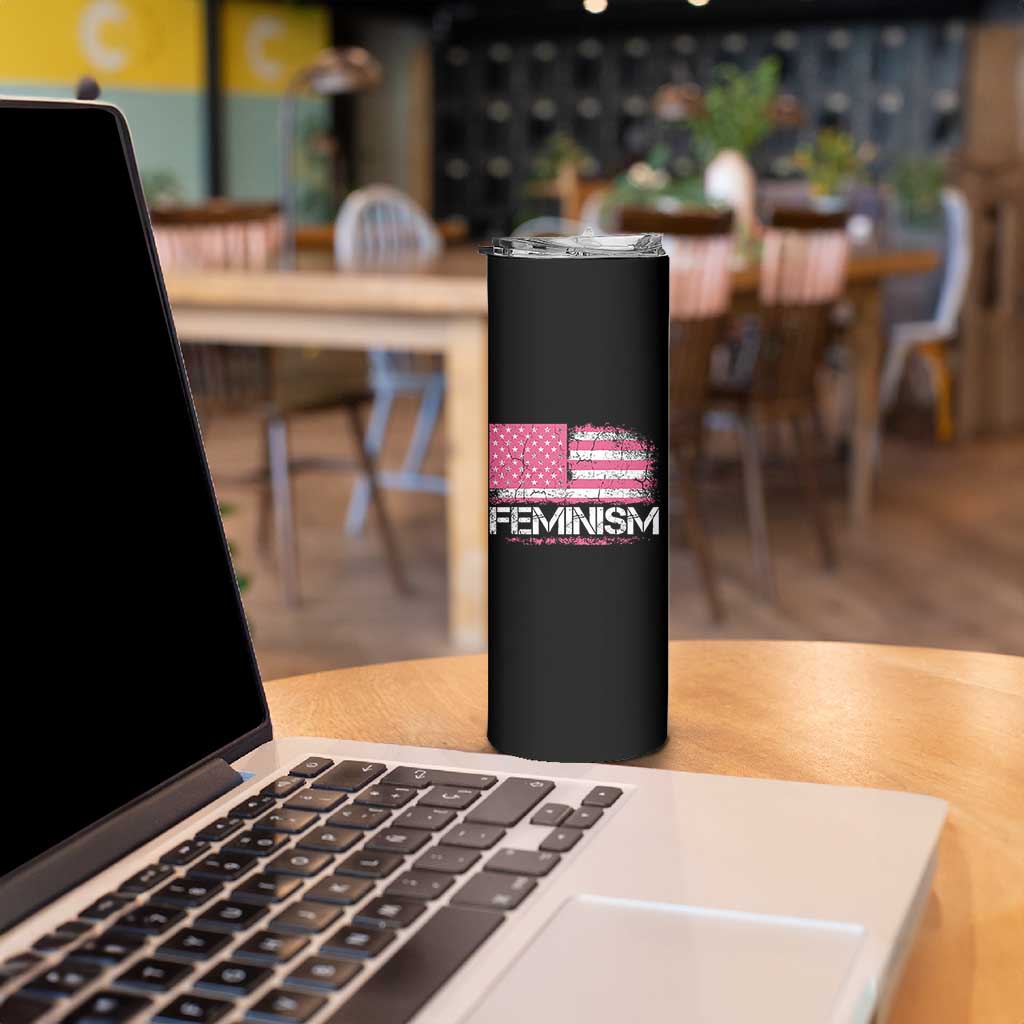 Feminism Feminist Pink American Flag Skinny Tumbler Patriotic Womens Rights