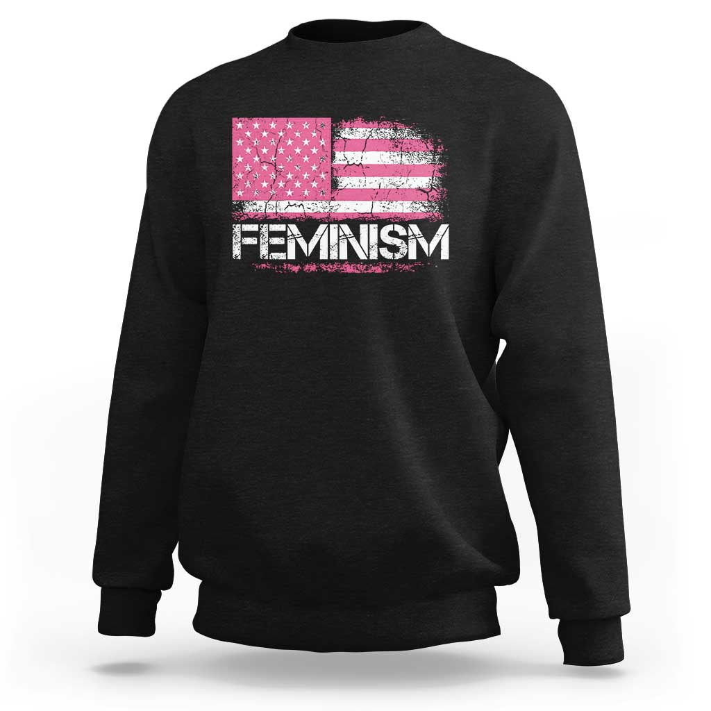Feminism Feminist Pink American Flag Sweatshirt Patriotic Womens Rights