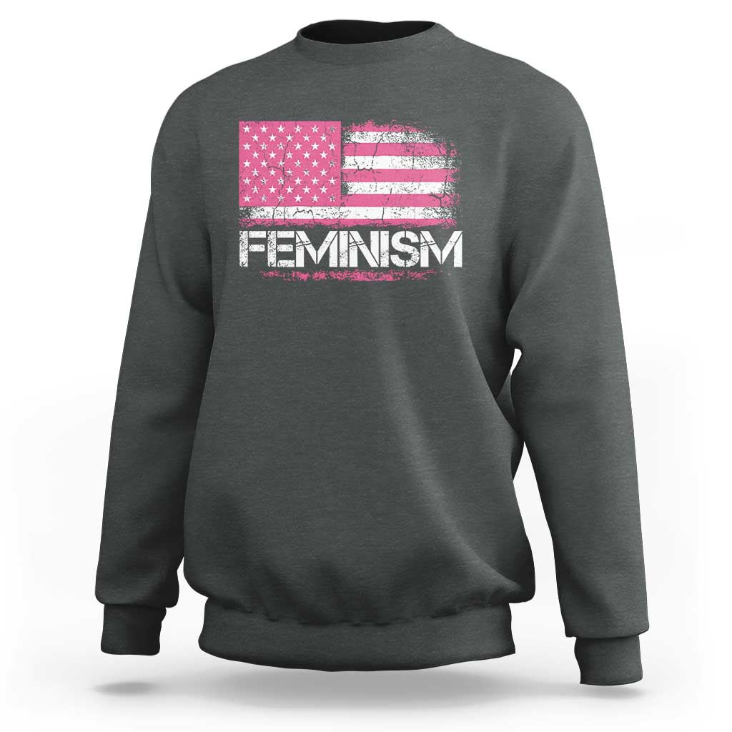 Feminism Feminist Pink American Flag Sweatshirt Patriotic Womens Rights