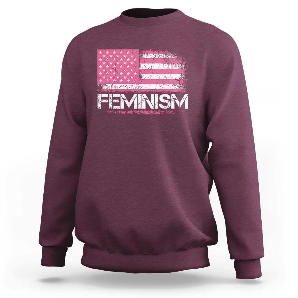 Feminism Feminist Pink American Flag Sweatshirt Patriotic Womens Rights