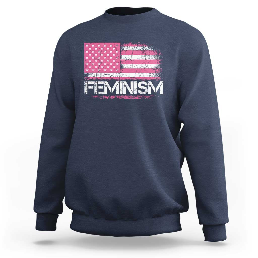 Feminism Feminist Pink American Flag Sweatshirt Patriotic Womens Rights