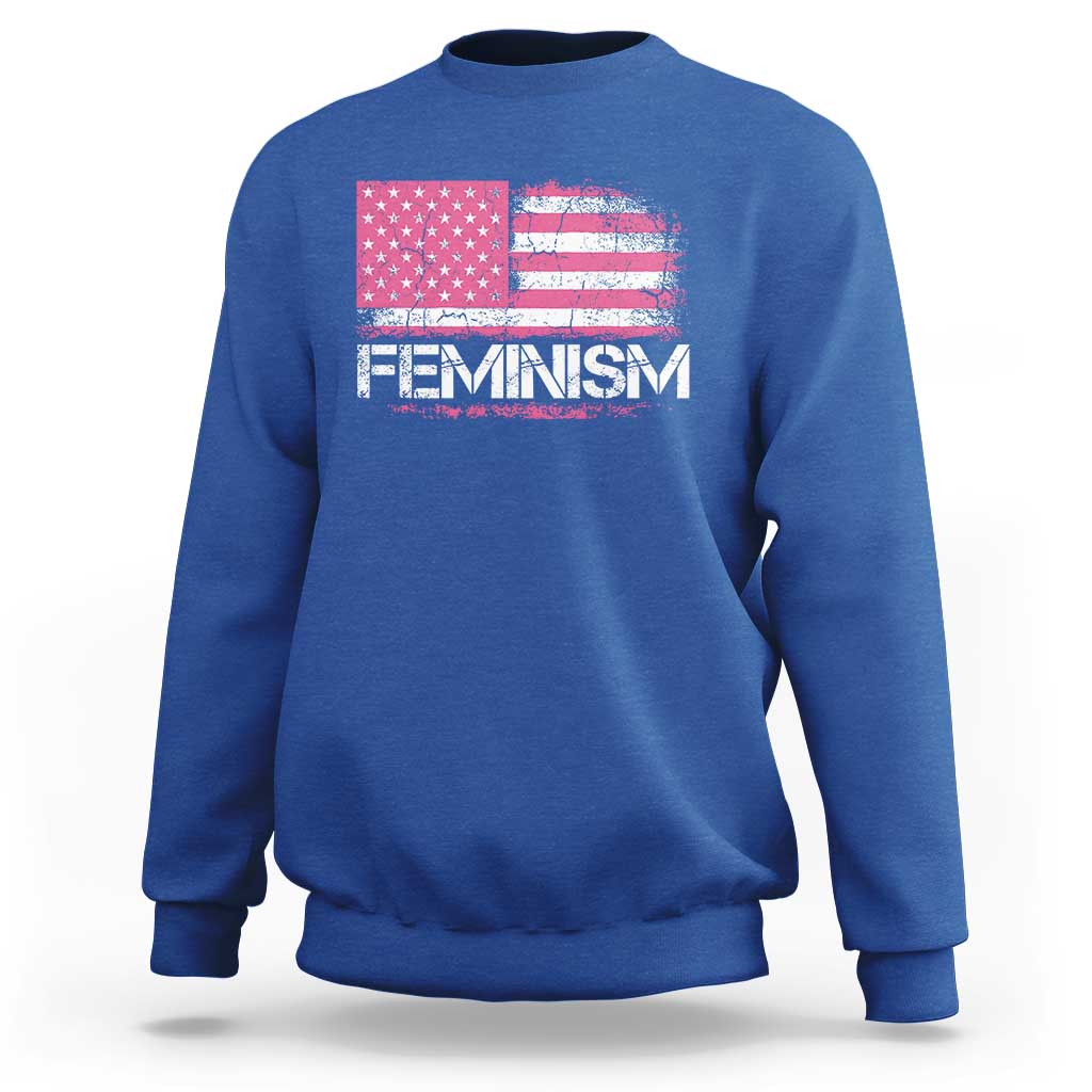 Feminism Feminist Pink American Flag Sweatshirt Patriotic Womens Rights